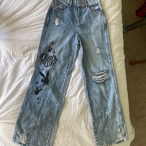 Playboy Club by Pacsun denim jeans. Straight leg distressed jeans